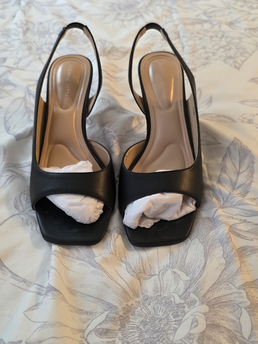Adrienne Vittadini Black Open-Toe Slingback Heels